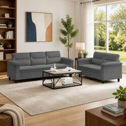 Practical 2 Piece Grey Sofa Set for Cozy Living Rooms
