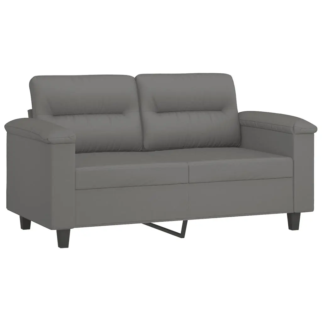 2 Piece Sofa Set Microfibre Fabric Grey Lounge with Throw Pillows