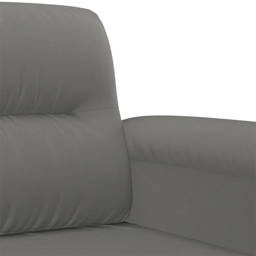 2 Piece Sofa Set Microfibre Fabric Grey Lounge with Throw Pillows
