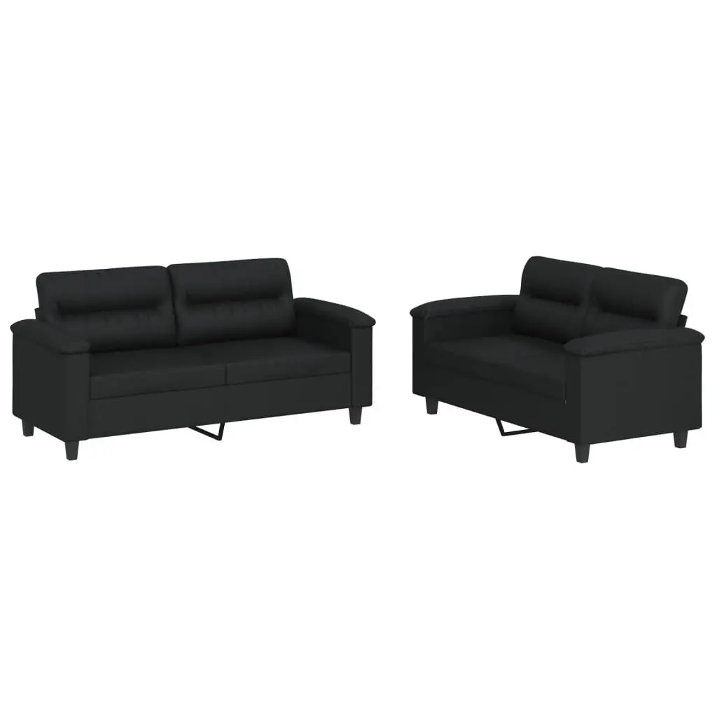 2 Piece Sofa Set Faux Leather Black