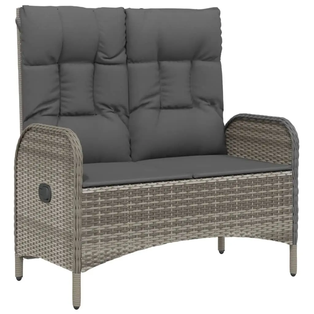 Garden Dining Set Poly Rattan 4 Piece Outdoor Furniture Grey Table Bench Chairs