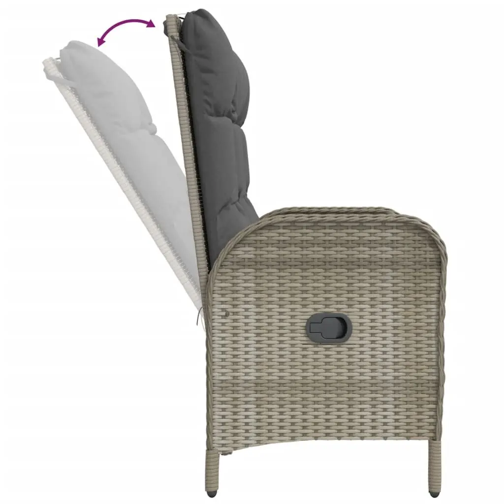 Garden Dining Set Poly Rattan 4 Piece Outdoor Furniture Grey Table Bench Chairs