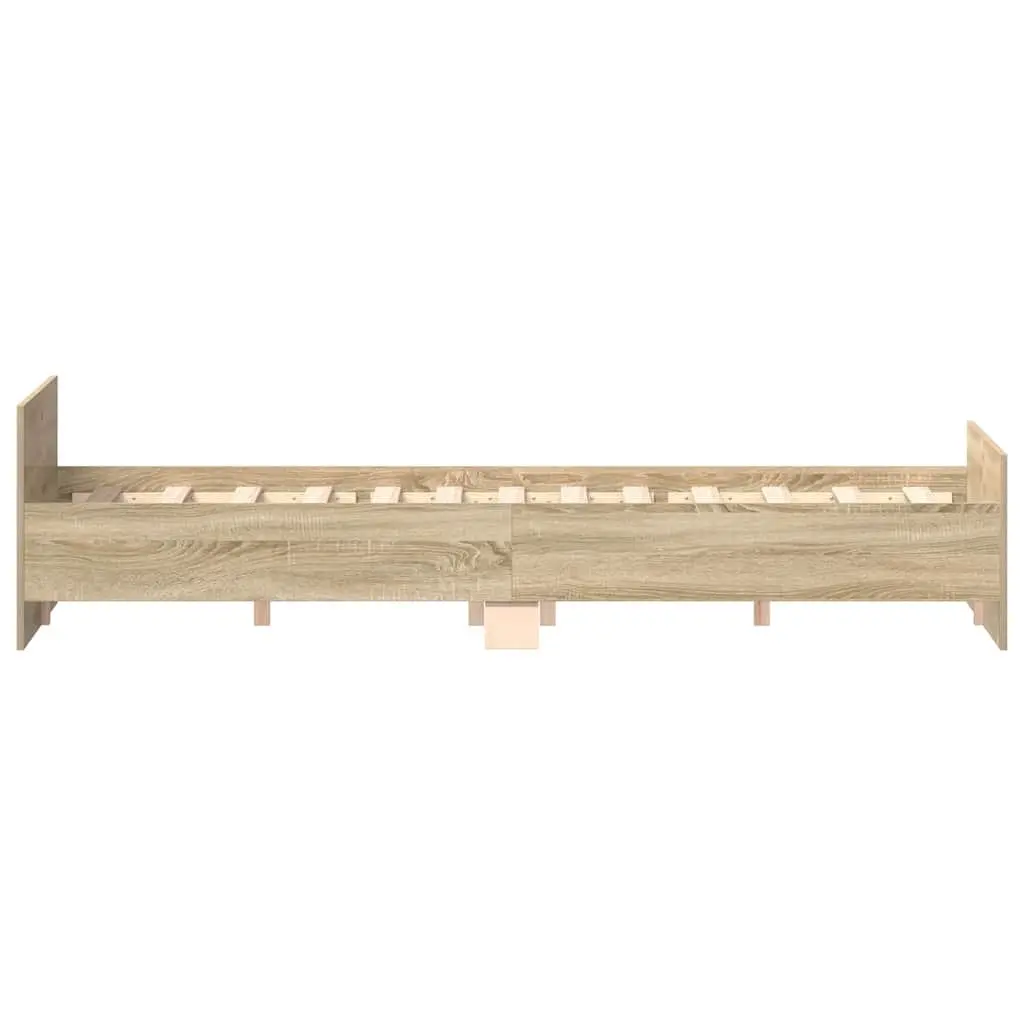 Bed Frame Engineered Wood 135x190 cm Brown with Headboard and Footboard Plywood Slats