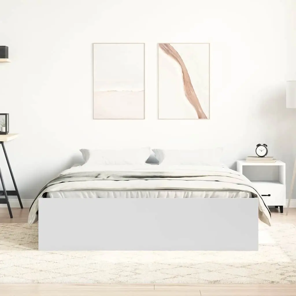 Bed Frame Engineered Wood 150x200 cm White Modern Bedroom Furniture