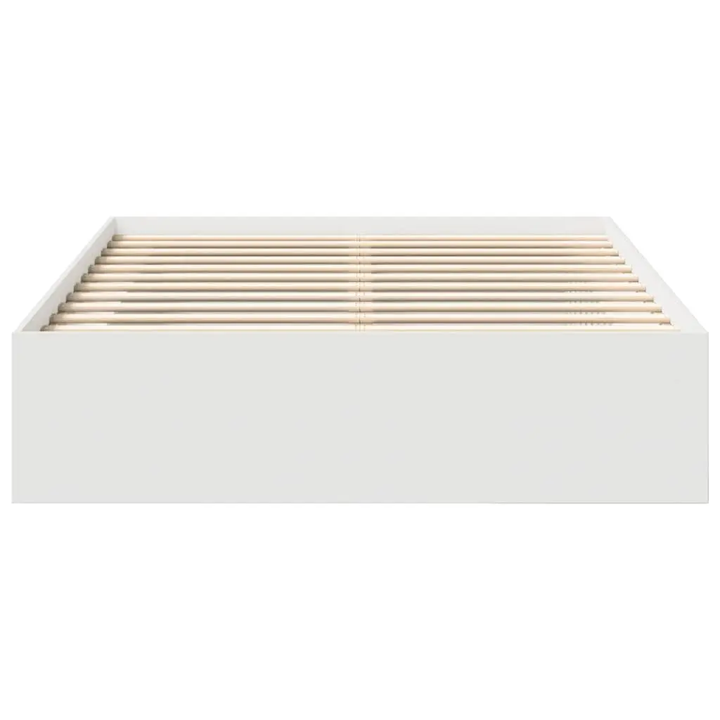 Bed Frame Engineered Wood White 135x190cm Storage Platform