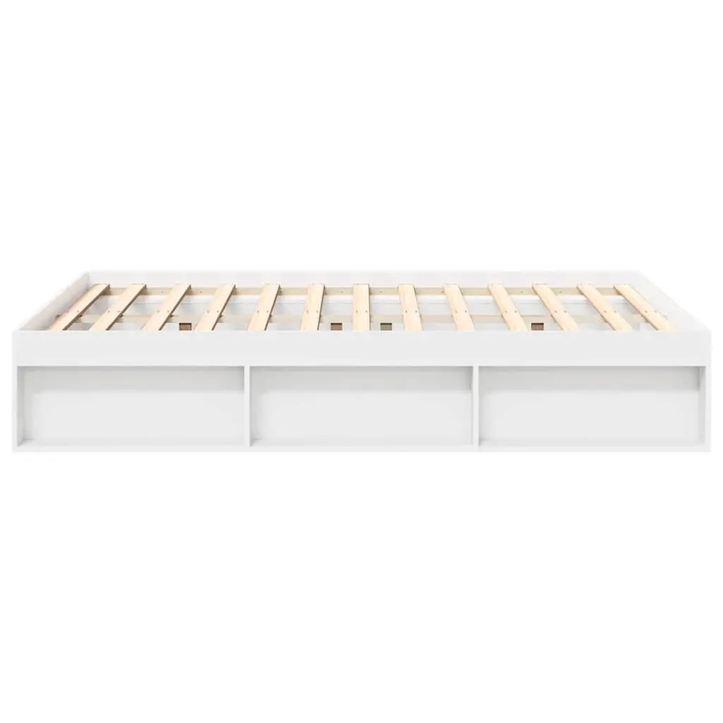 Bed Frame Engineered Wood White 135x190cm Storage Platform