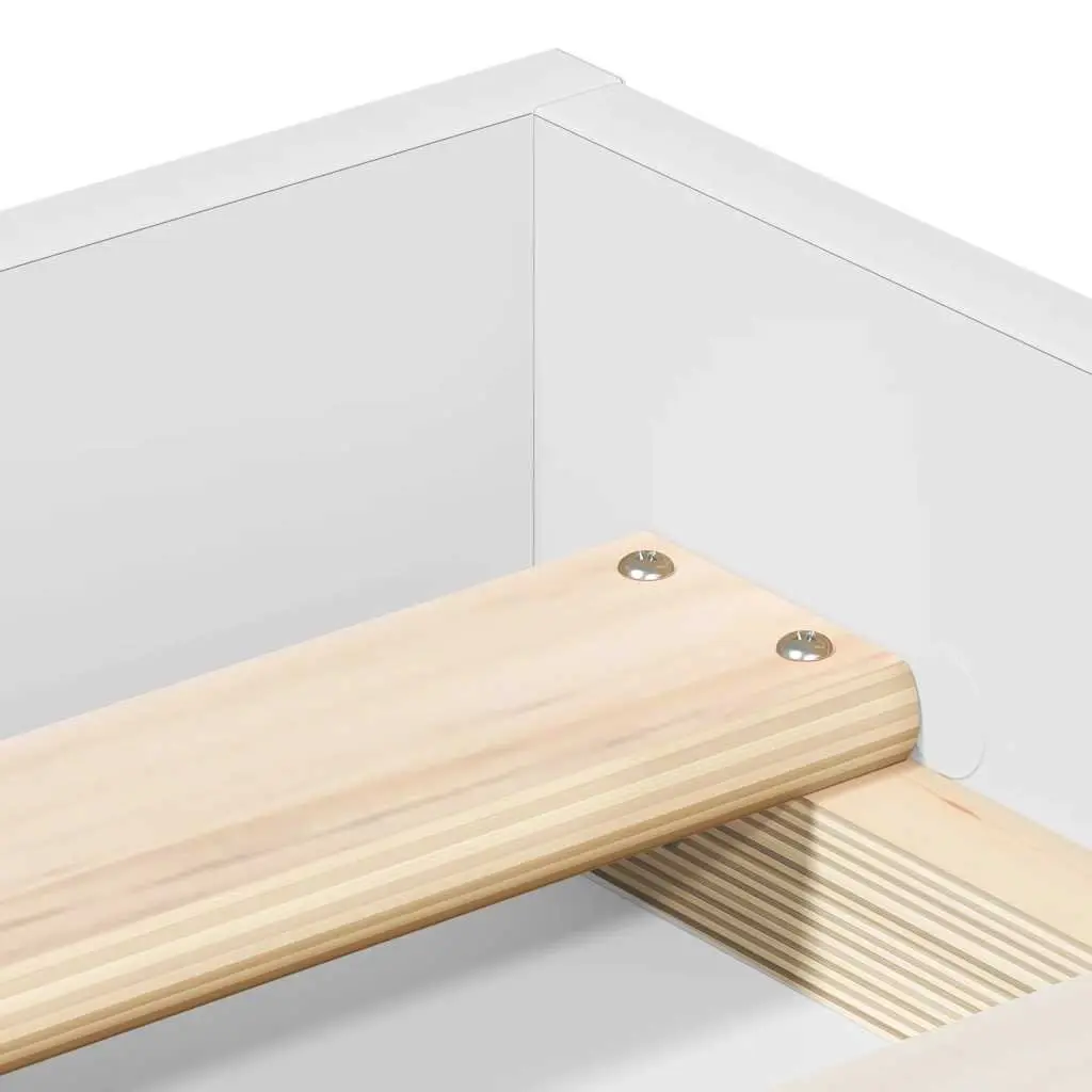 Bed Frame Engineered Wood White 135x190cm Storage Platform