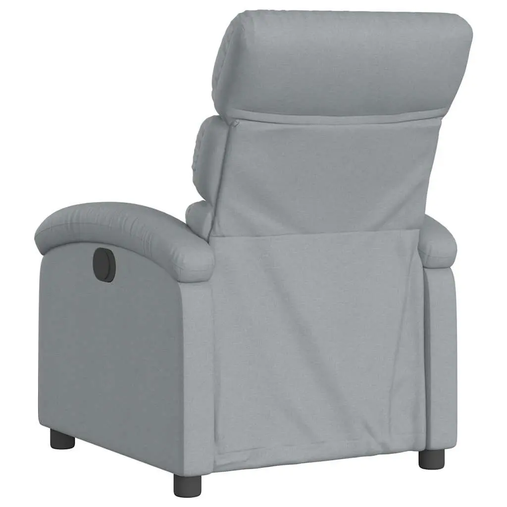 Manual Reclining Massage Chair Grey Fabric 6 Vibration Points Thickly Padded Seat Adjustable Footrest