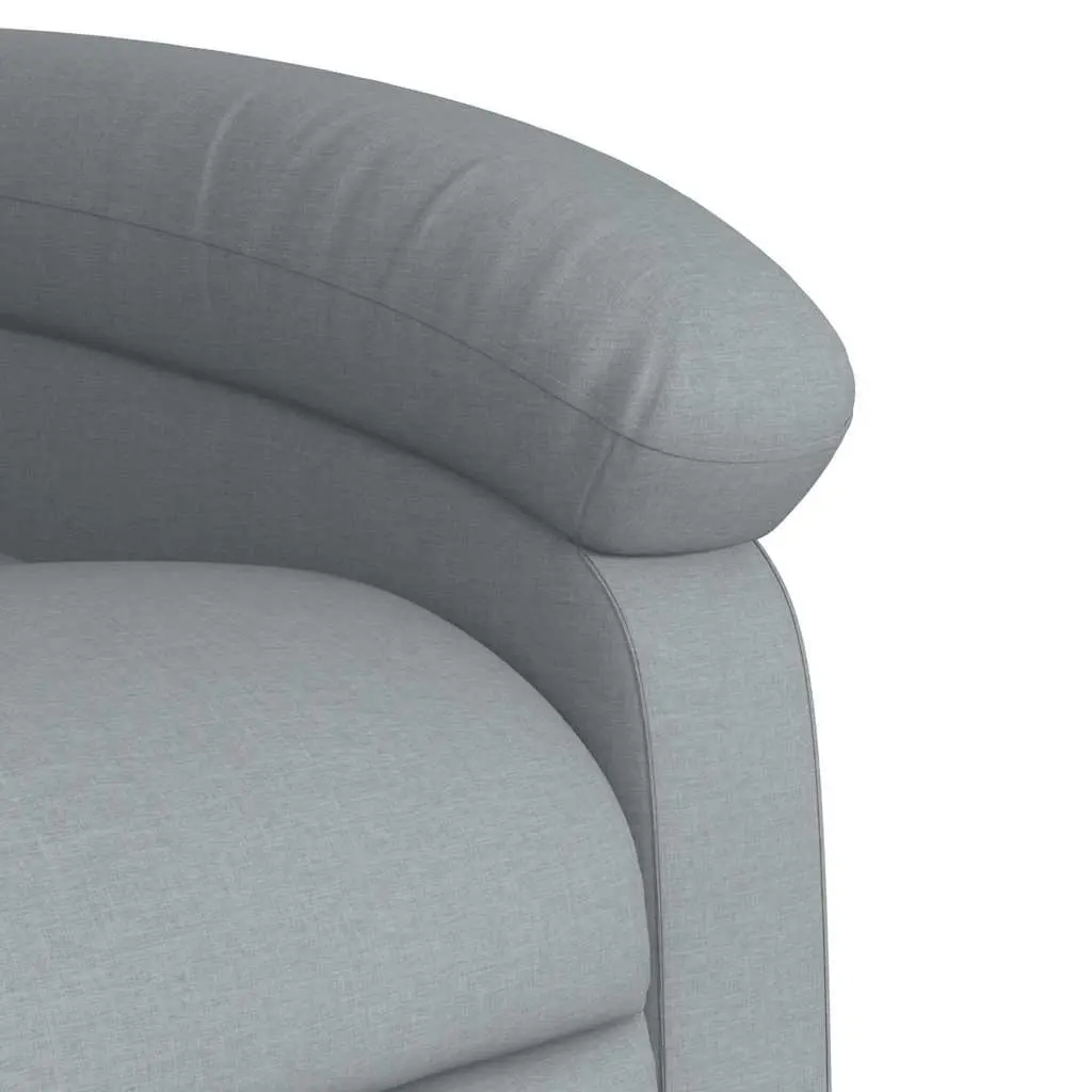 Manual Reclining Massage Chair Grey Fabric 6 Vibration Points Thickly Padded Seat Adjustable Footrest