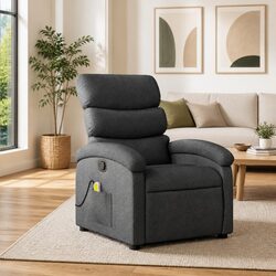 Versatile Dark Grey Fabric Recliner Chair with Massage