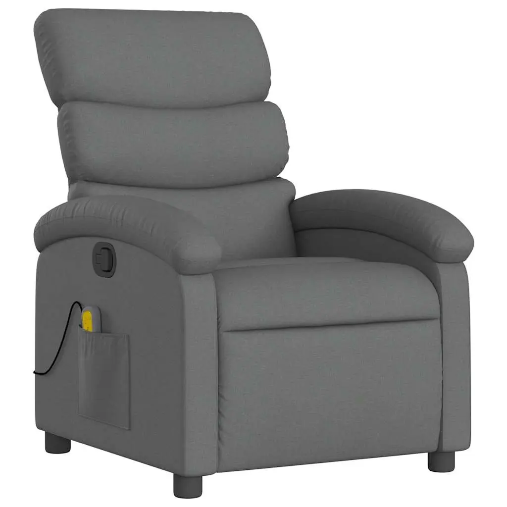 Massage Recliner Chair Dark Grey Fabric Manual Recline Vibration Armchair