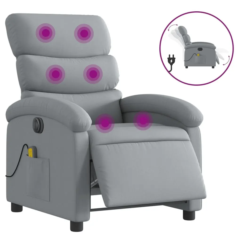 Grey Fabric Electric Massage Recliner Chair