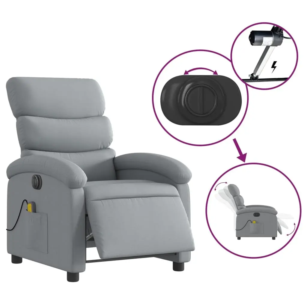 Grey Fabric Electric Massage Recliner Chair