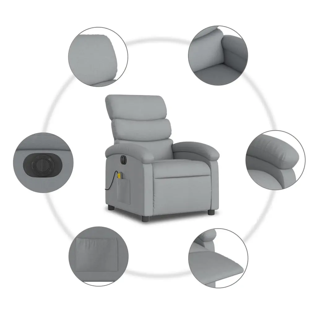 Grey Fabric Electric Massage Recliner Chair
