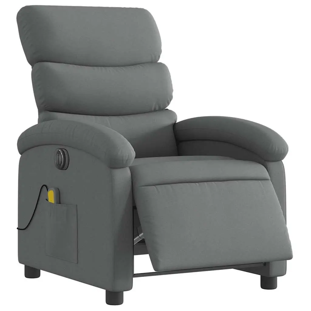 Massage Recliner Chair Electric Adjustable Grey Fabric with Footrest Motorised Recline