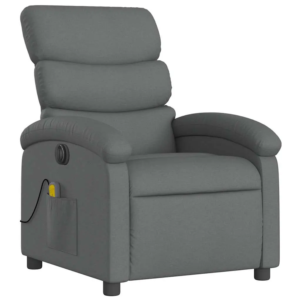 Massage Recliner Chair Electric Adjustable Grey Fabric with Footrest Motorised Recline