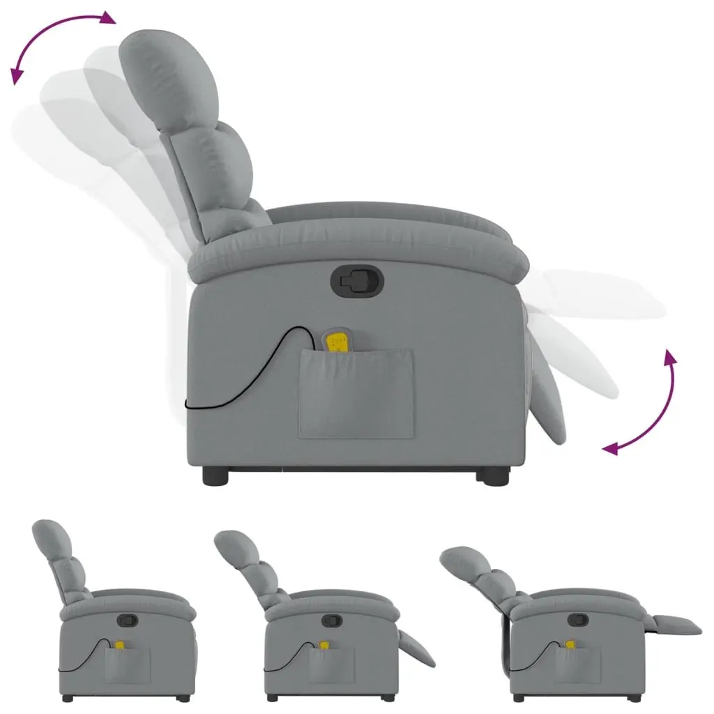 Massage Recliner Chair Electric Power Lift Manual Recline Fabric Grey