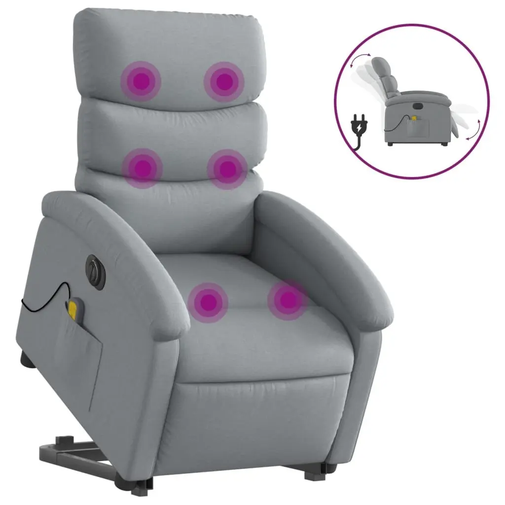 Electric Massage Chair Power Lift Recliner Light Grey Fabric