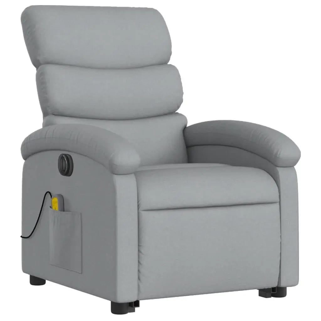 Electric Massage Chair Power Lift Recliner Light Grey Fabric