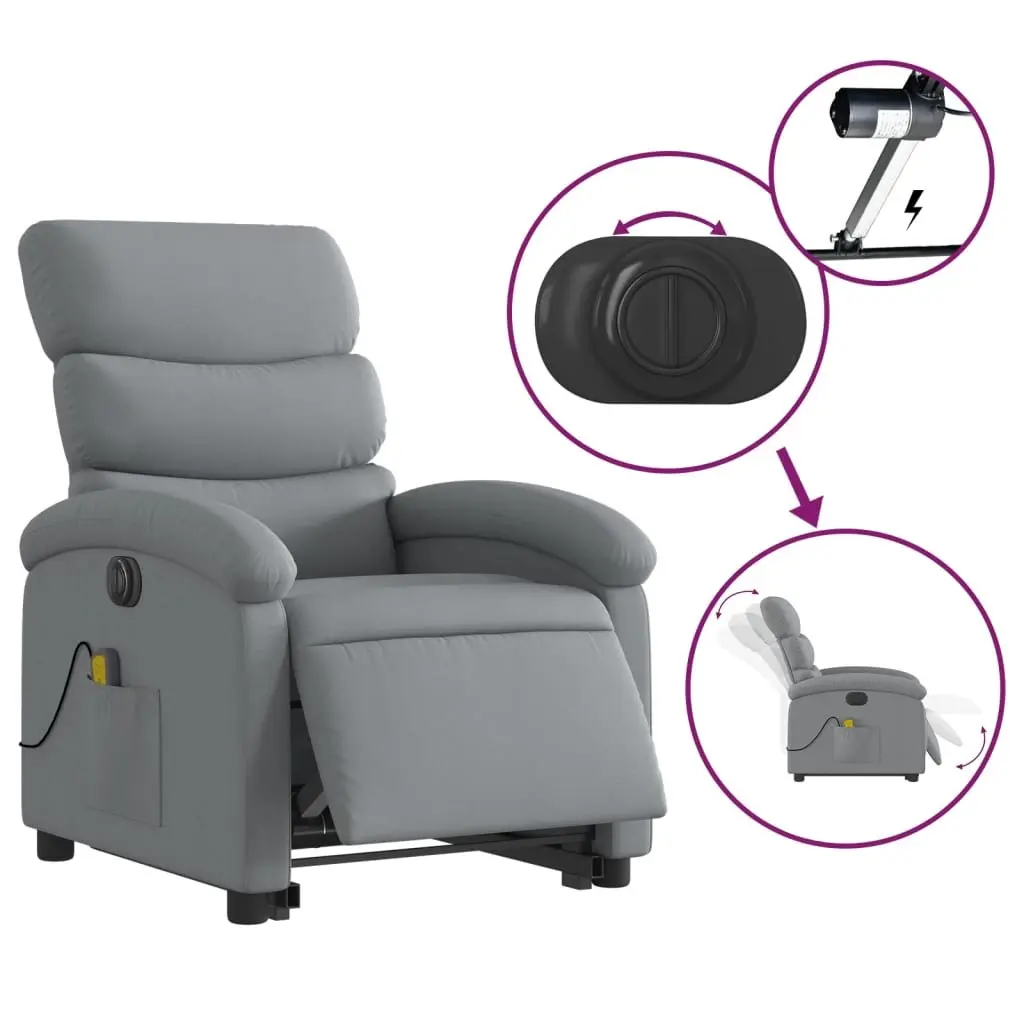 Electric Massage Chair Power Lift Recliner Light Grey Fabric