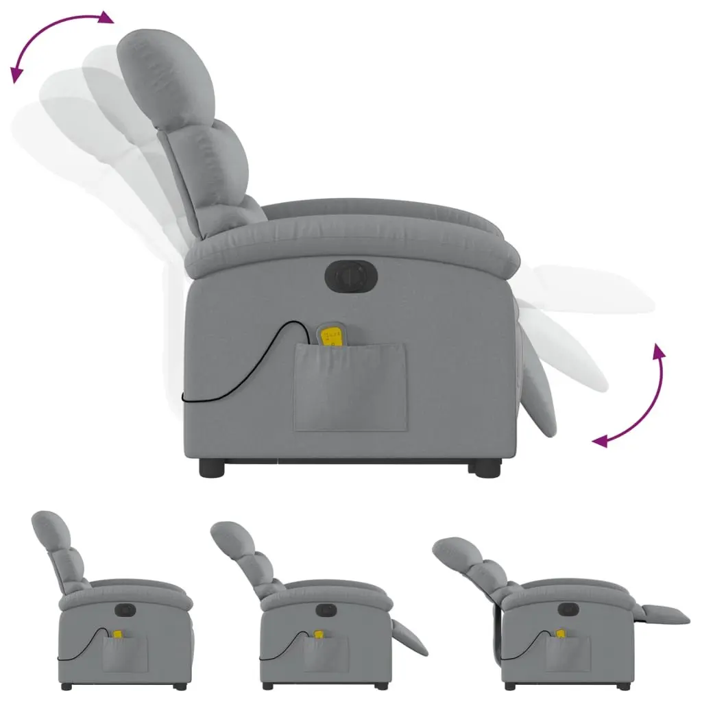 Electric Massage Chair Power Lift Recliner Light Grey Fabric