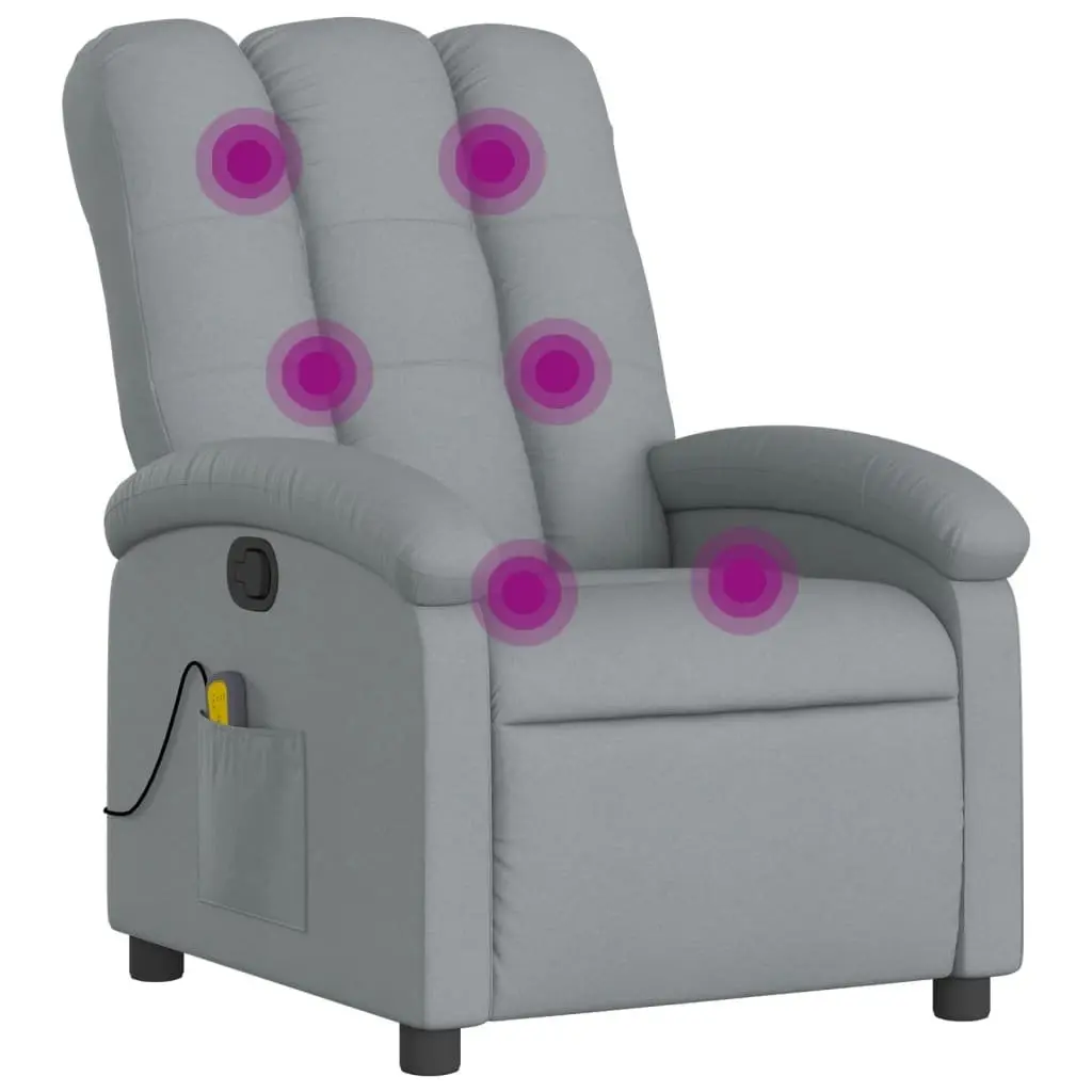 Massage Recliner Chair Grey Fabric Manual Recline Vibration Armchair Lounge