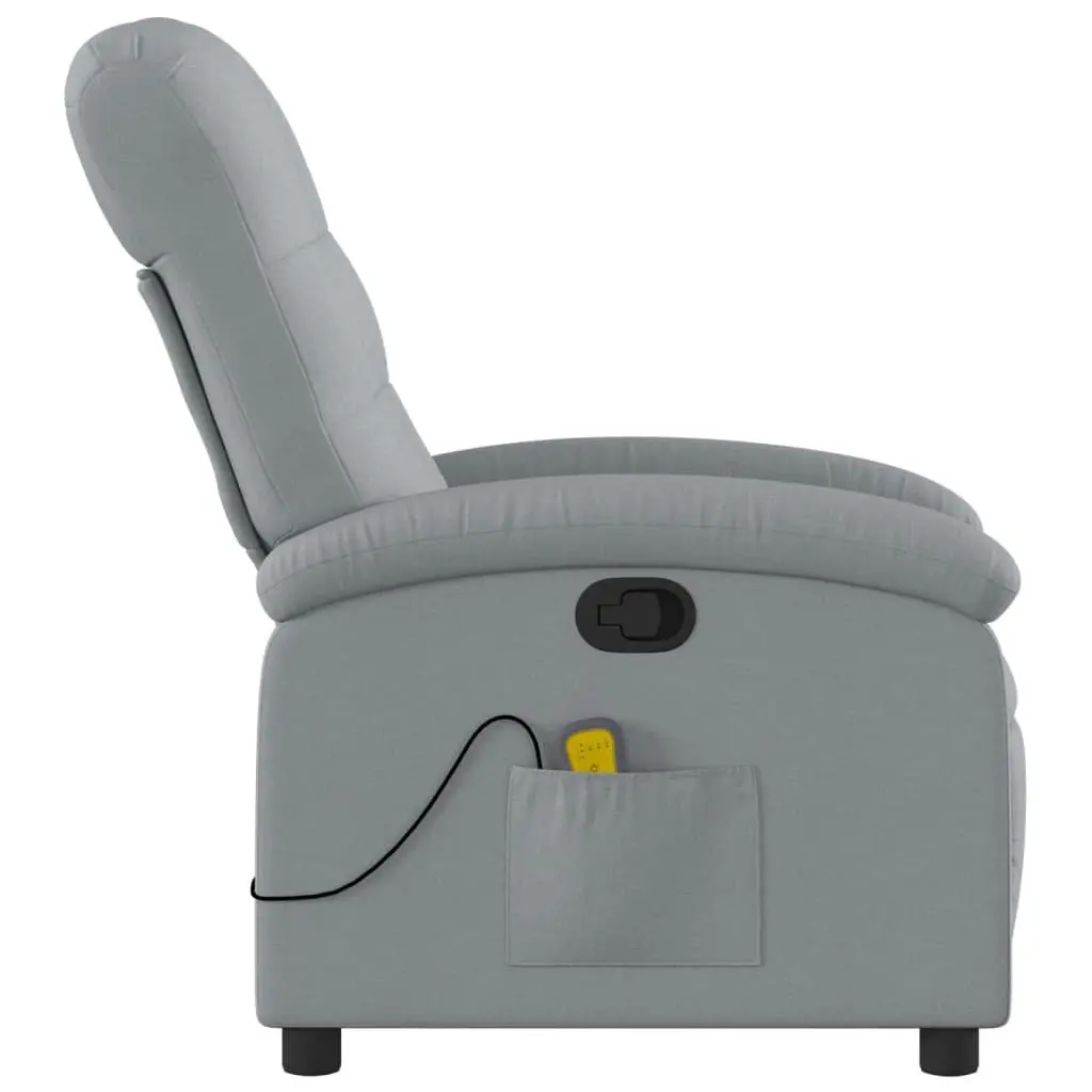 Massage Recliner Chair Grey Fabric Manual Recline Vibration Armchair Lounge