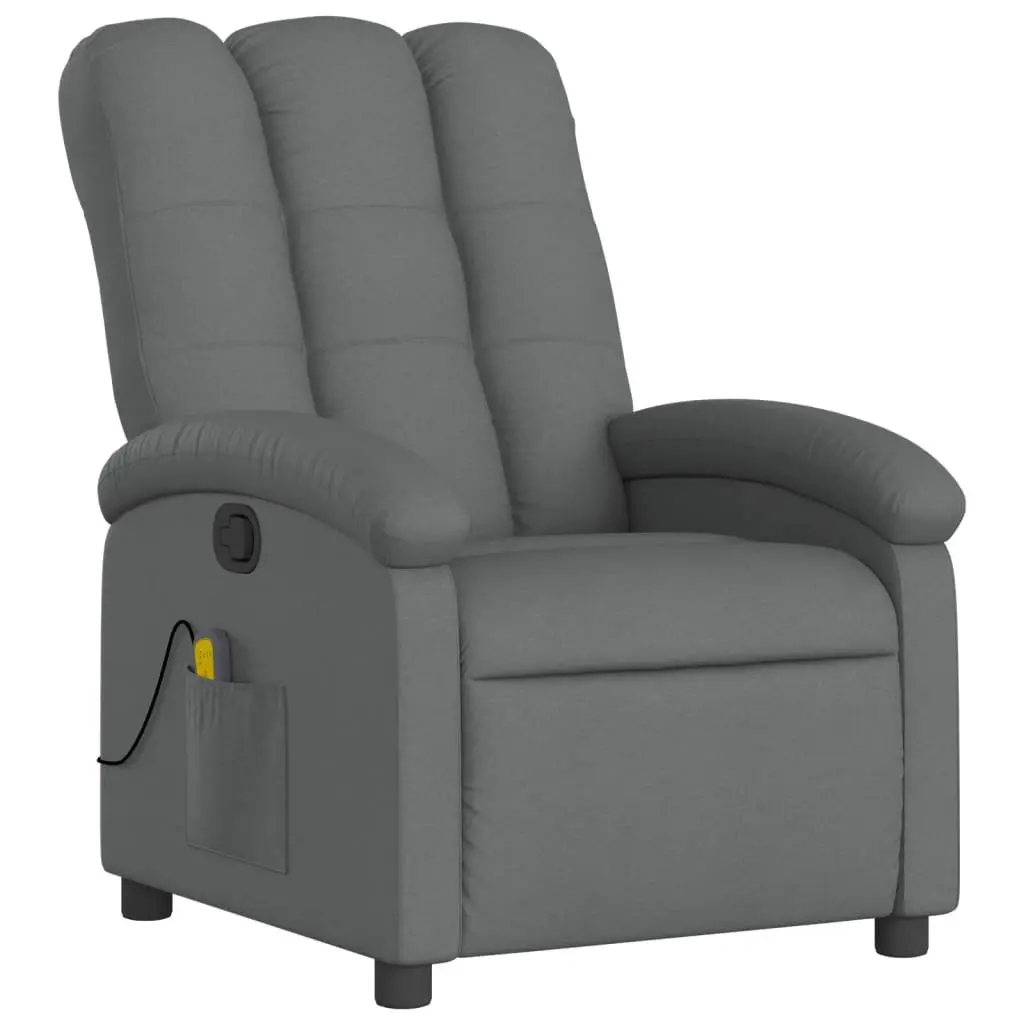 Massage Recliner Chair Grey Fabric Manual Reclining Armchair with 6 Vibration