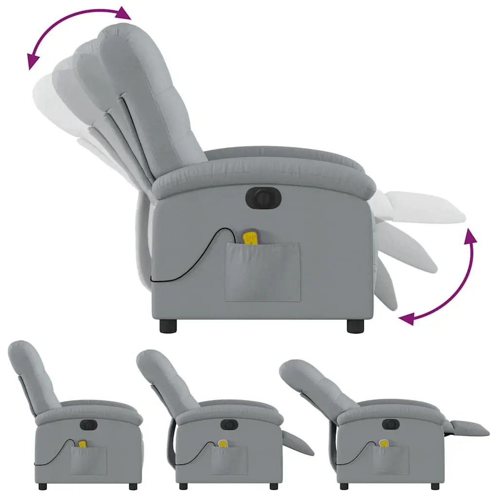 Electric Recliner Chair Fabric Lounge Seat Grey with Electric Massage Function and Adjustable Backrest
