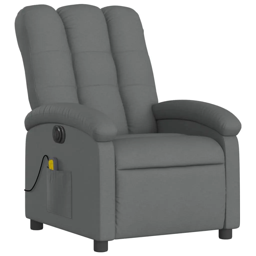 Electric Recliner Chair Adjustable Grey Fabric Massage Lounger with Footrest and Motorized Function 135 Degrees