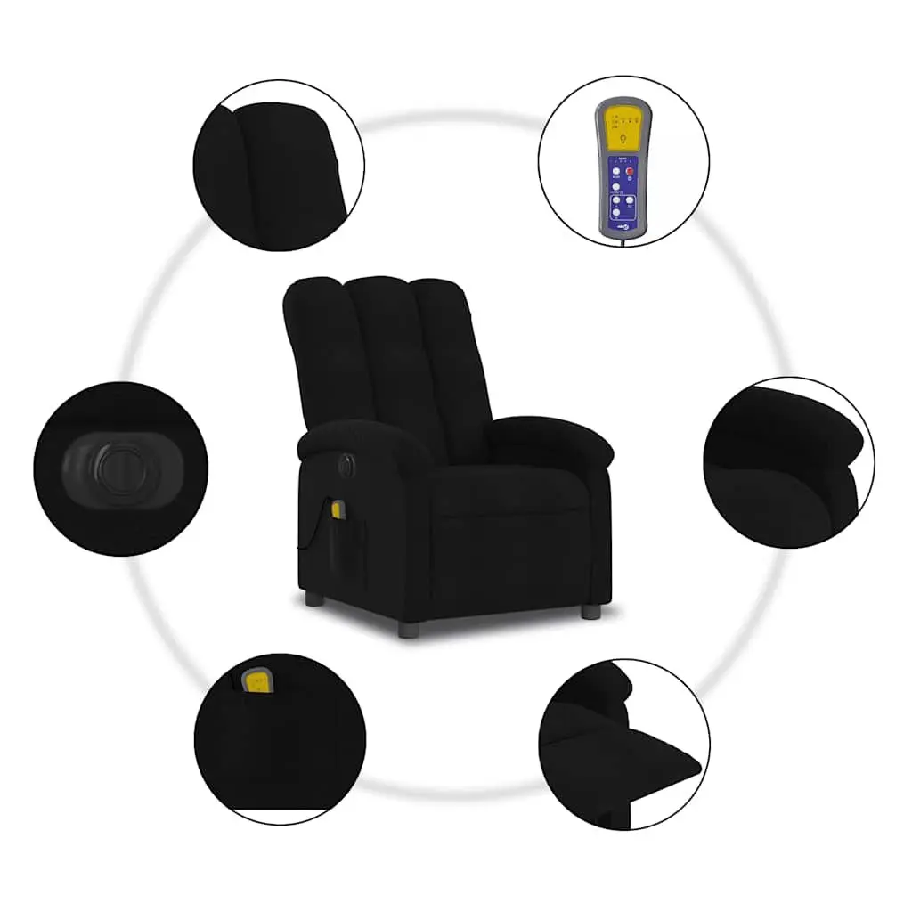 Electric Massage Recliner Chair Fabric Black 135 Degrees