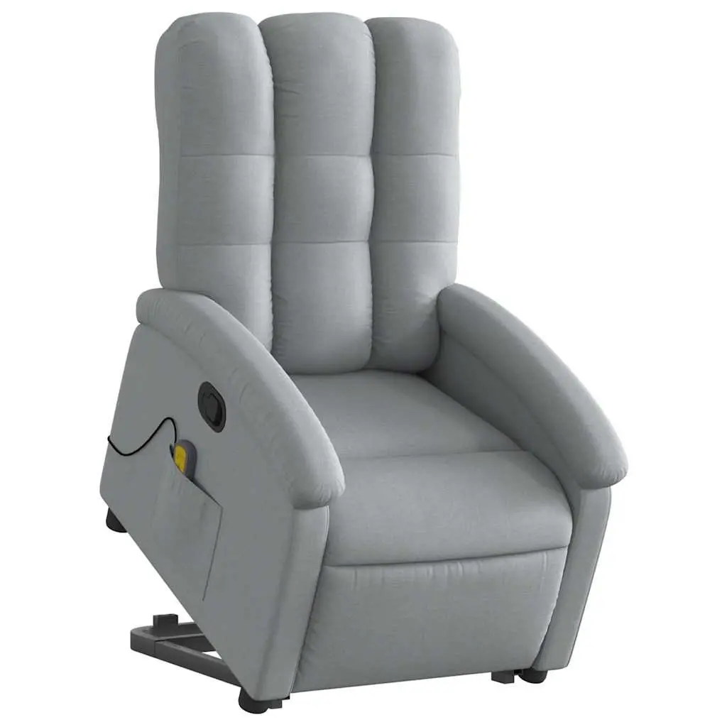 Stand Up Massage Recliner Chair Grey Fabric Electric Power Lift Armchair