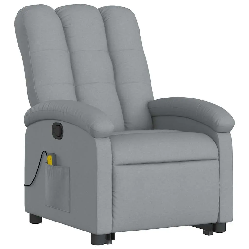 Stand Up Massage Recliner Chair Grey Fabric Electric Power Lift Armchair