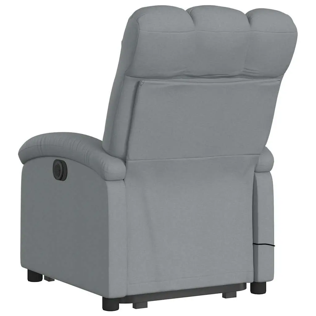 Stand Up Massage Recliner Chair Grey Fabric Electric Power Lift Armchair