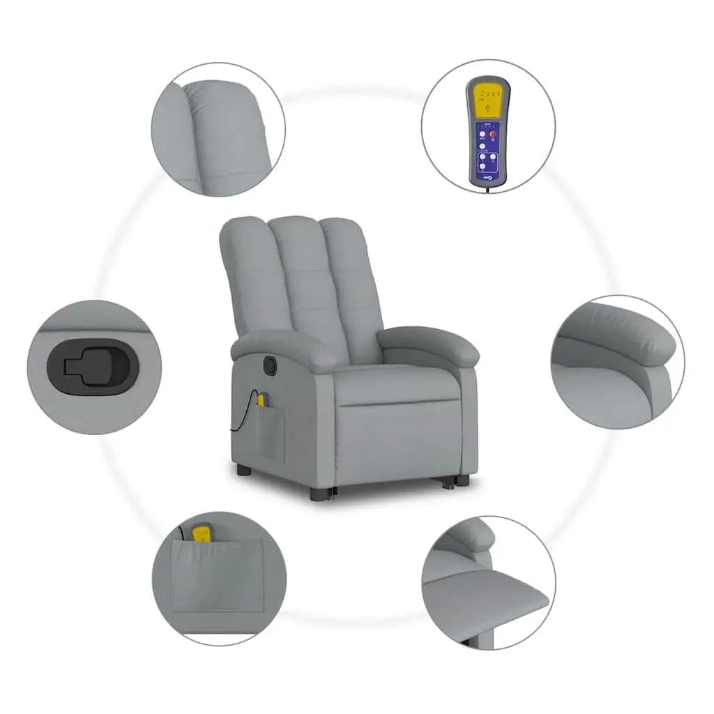 Stand Up Massage Recliner Chair Grey Fabric Electric Power Lift Armchair