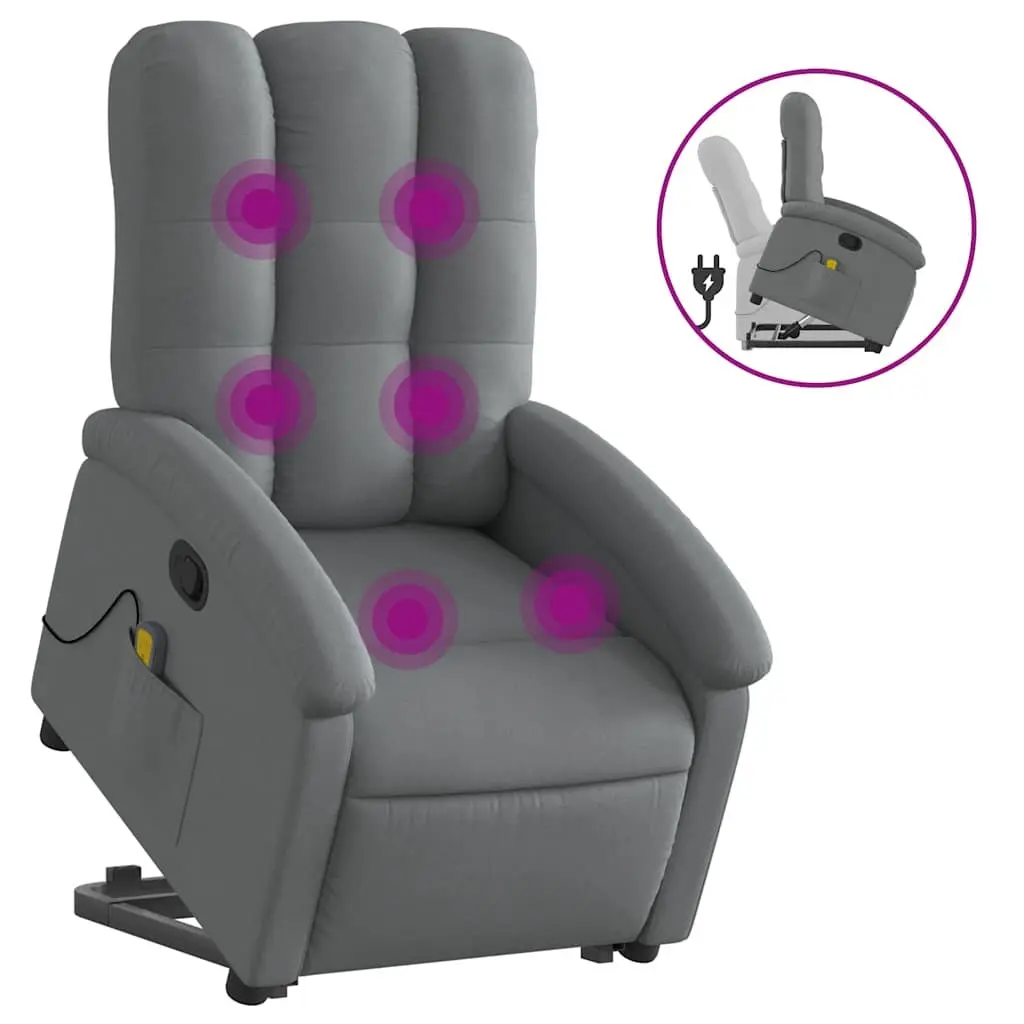 Electric Massage Recliner Chair Fabric Grey Power Lift Stand Up Armchair