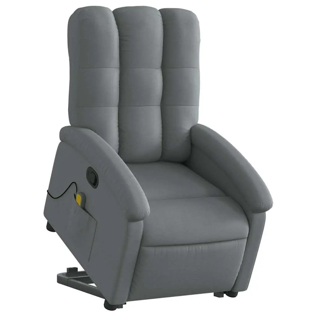 Electric Massage Recliner Chair Fabric Grey Power Lift Stand Up Armchair
