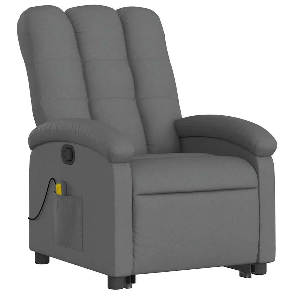 Electric Massage Recliner Chair Fabric Grey Power Lift Stand Up Armchair