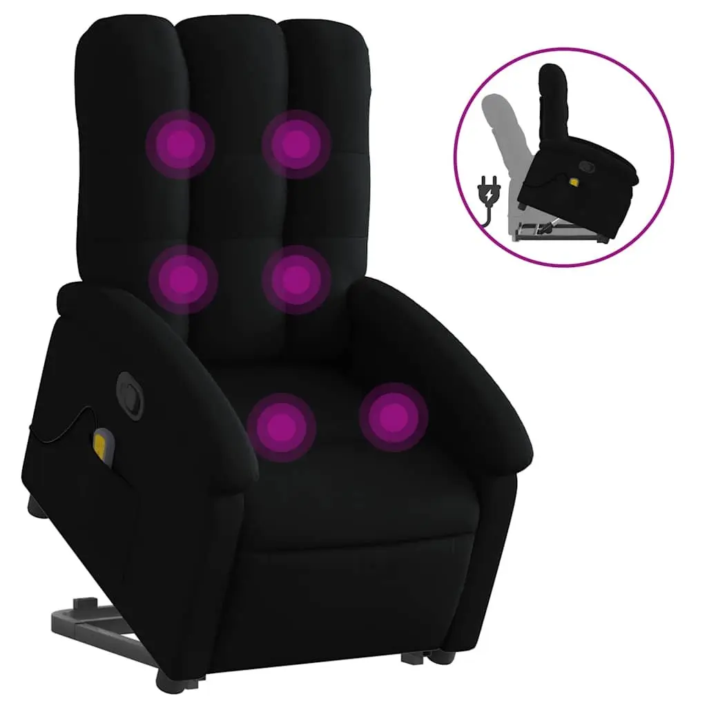 Electric Massage Recliner Chair Fabric Black Power Lift Armchair