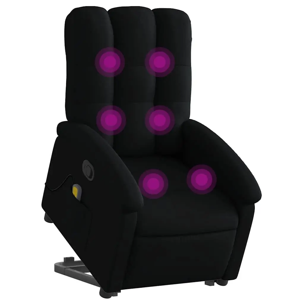 Electric Massage Recliner Chair Fabric Black Power Lift Armchair