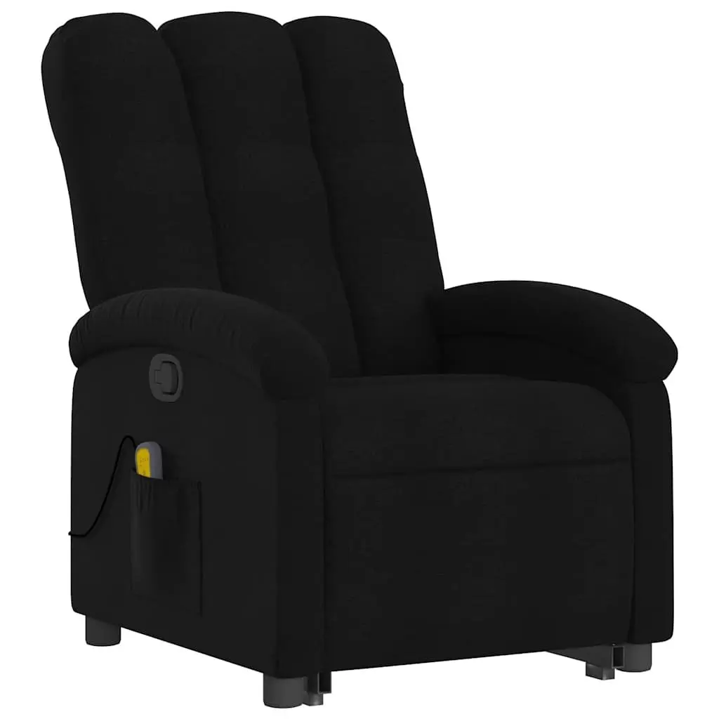 Electric Massage Recliner Chair Fabric Black Power Lift Armchair