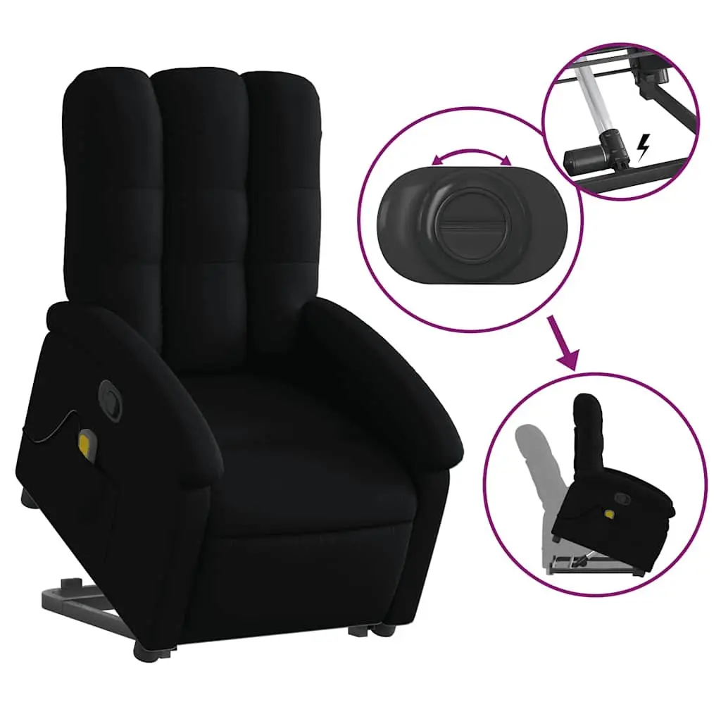 Electric Massage Recliner Chair Fabric Black Power Lift Armchair