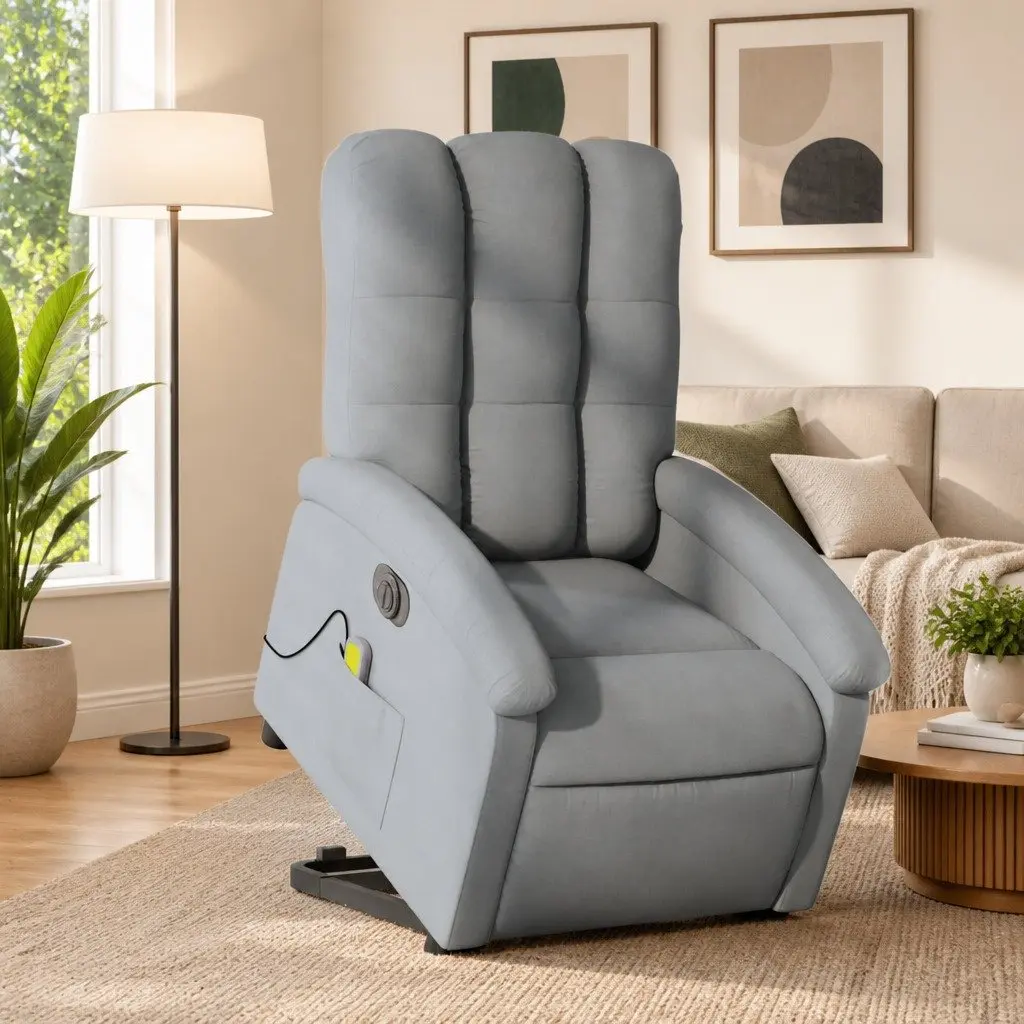 Electric Massage Recliner Chair Power Lift Fabric Grey