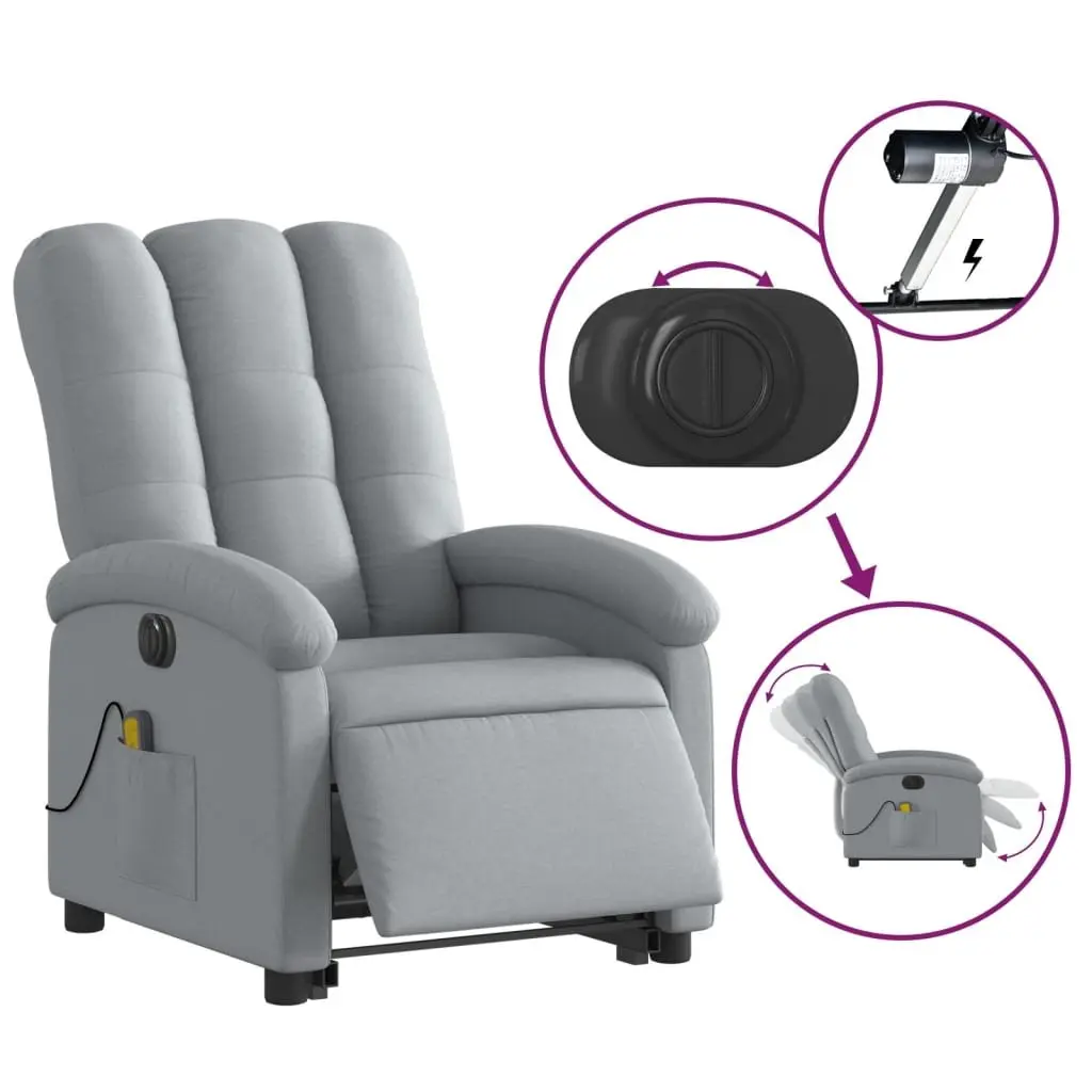 Electric Massage Recliner Chair Power Lift Fabric Grey