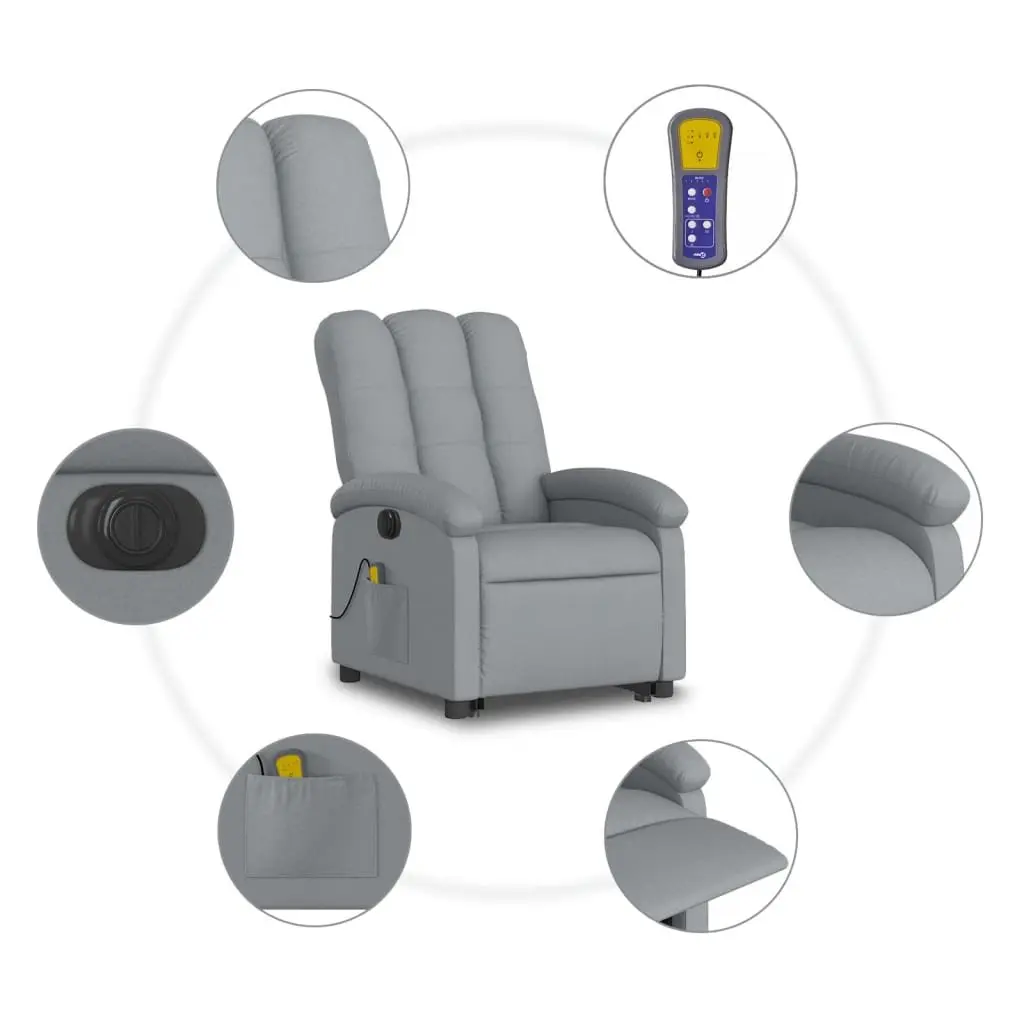 Electric Massage Recliner Chair Power Lift Fabric Grey