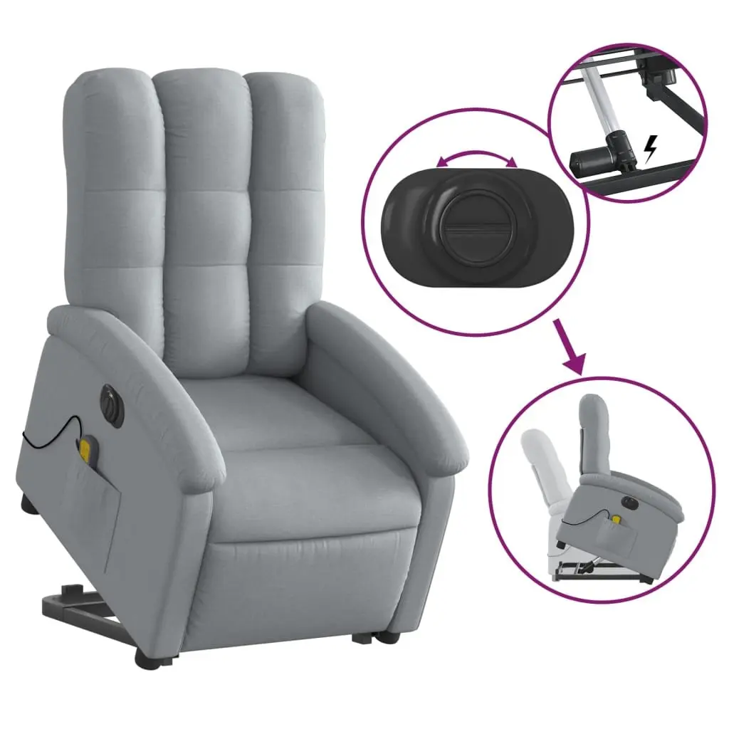 Electric Massage Recliner Chair Power Lift Fabric Grey