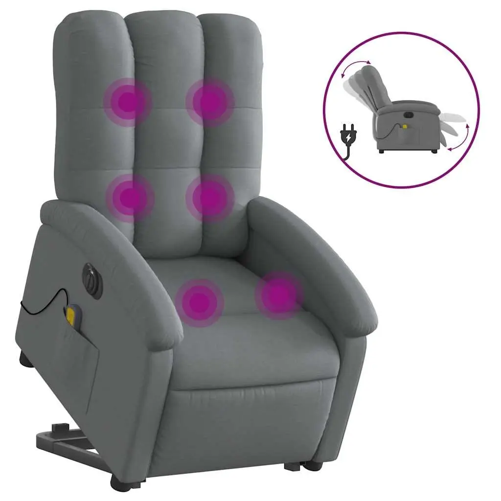 Electric Massage Recliner Chair Fabric Grey 135 Degrees