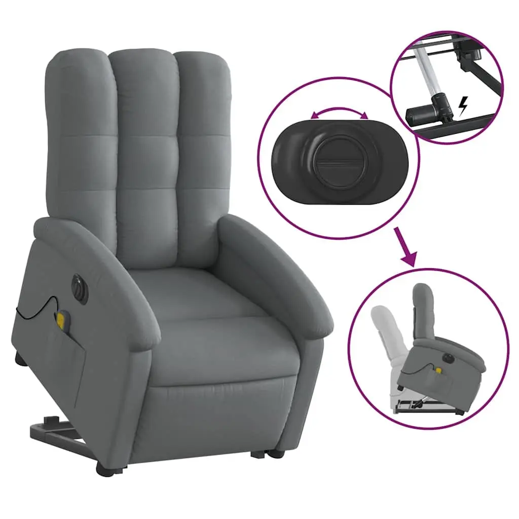 Electric Massage Recliner Chair Fabric Grey 135 Degrees