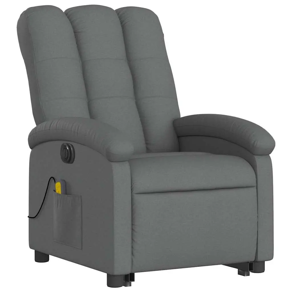 Electric Massage Recliner Chair Fabric Grey 135 Degrees