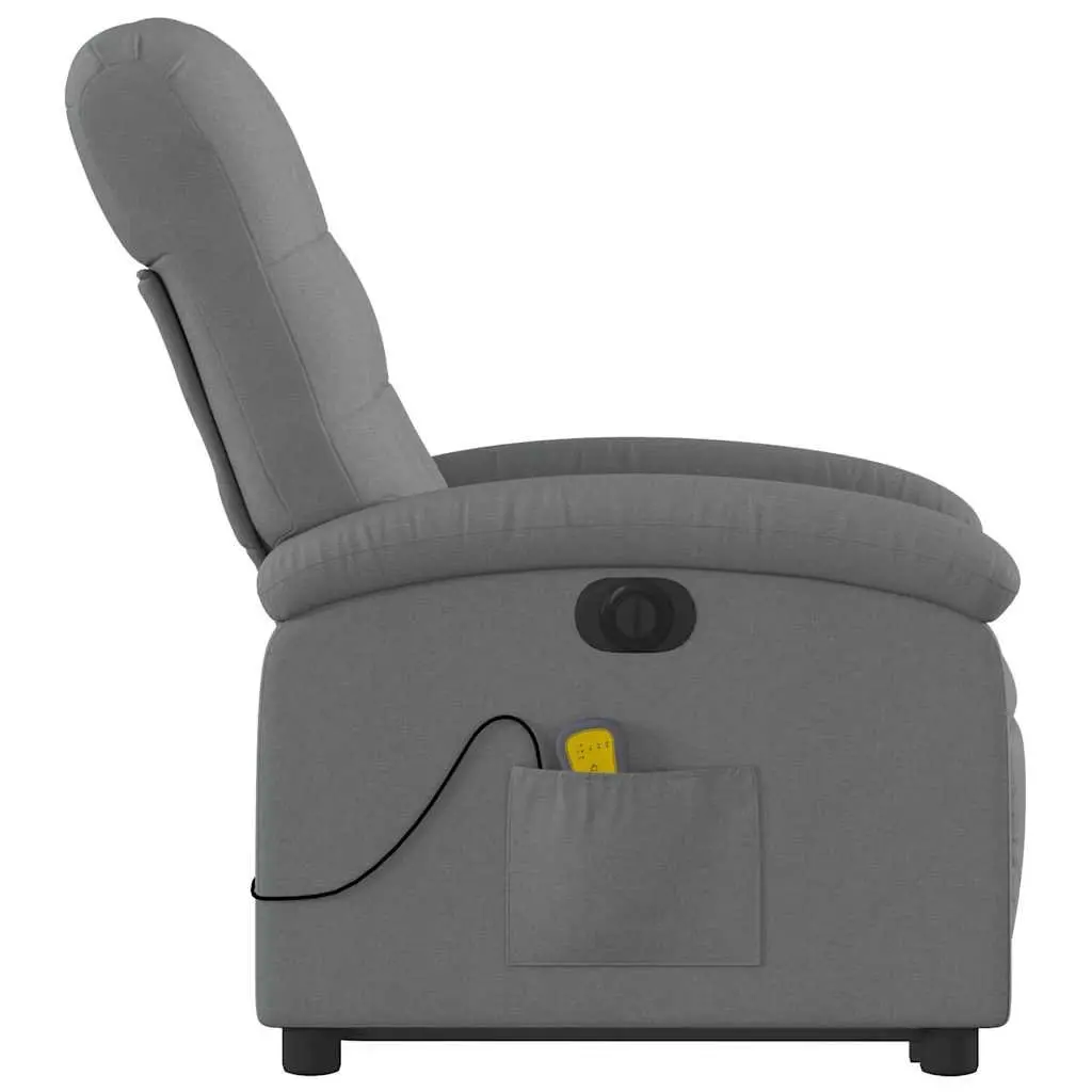 Electric Massage Recliner Chair Fabric Grey 135 Degrees